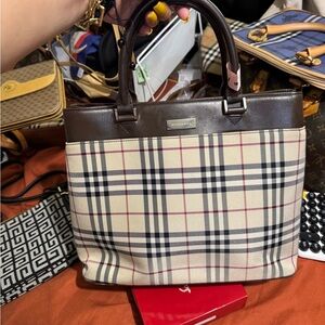Burberry Plaid Tote Bag